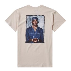 NEW Tupac Shakur Two-Sided Graphic T-Shirt | Cream Boyfriend Fit | Size L